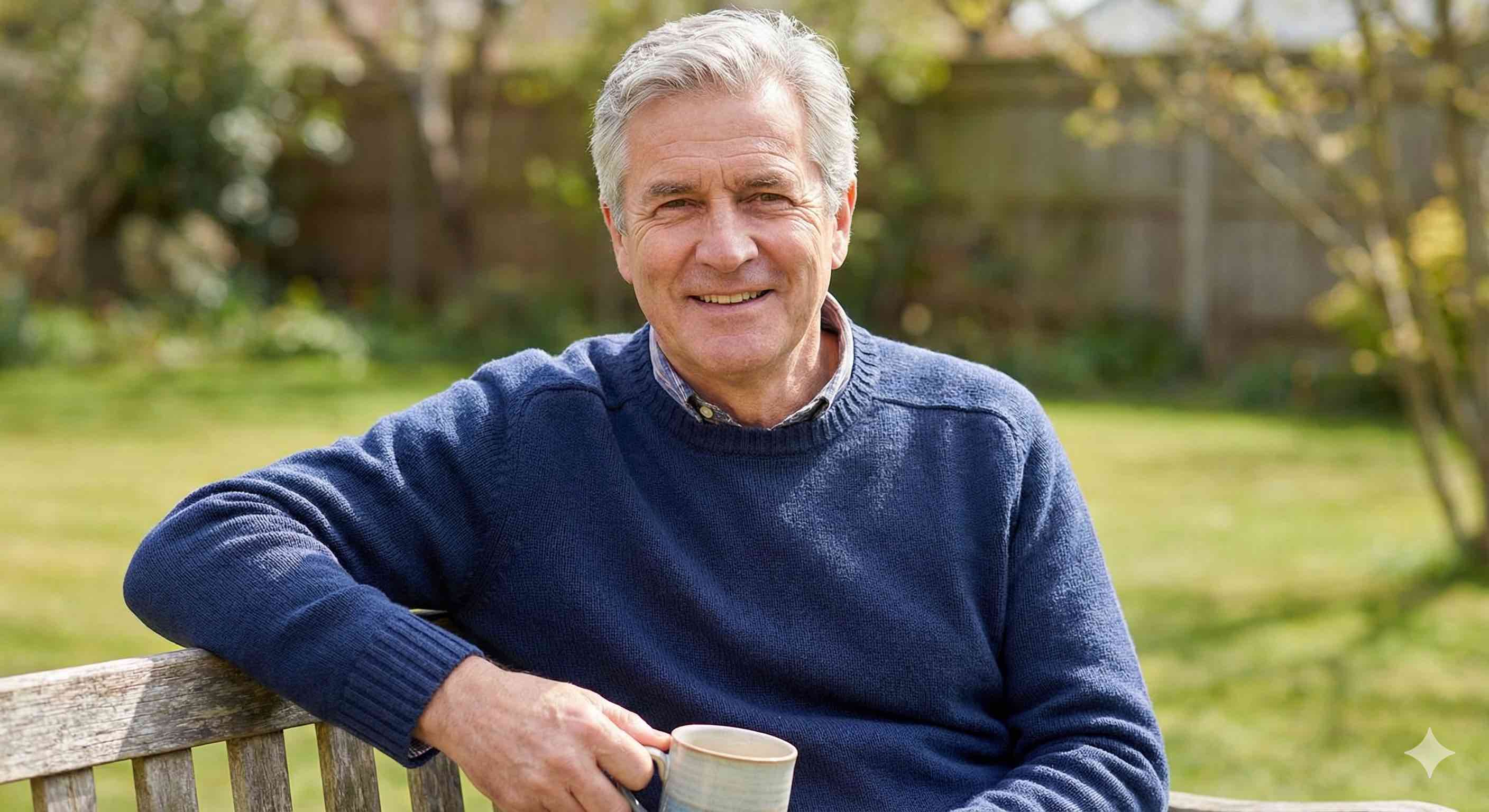 A relaxed mature man enjoying a peaceful moment